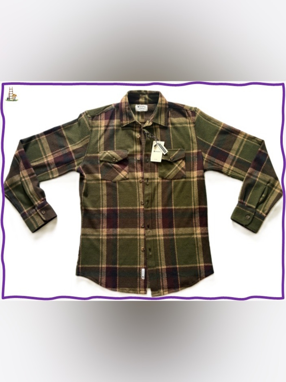 Sperry Olive Green Plaid Flannel Shirt - Men's